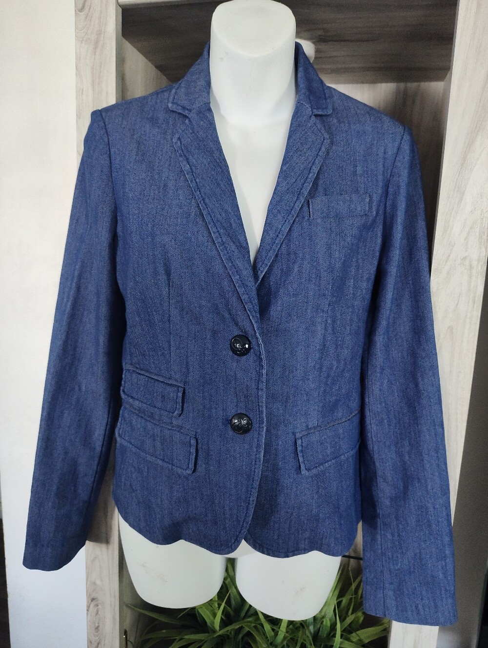 QMack Blue Denim Blazer Jacket Women's SZ 0